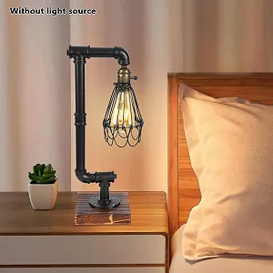 Настольная лампа Retro Steampunk Iron Water Pipe 18х46 см Black synthetic.ua - Фото 1