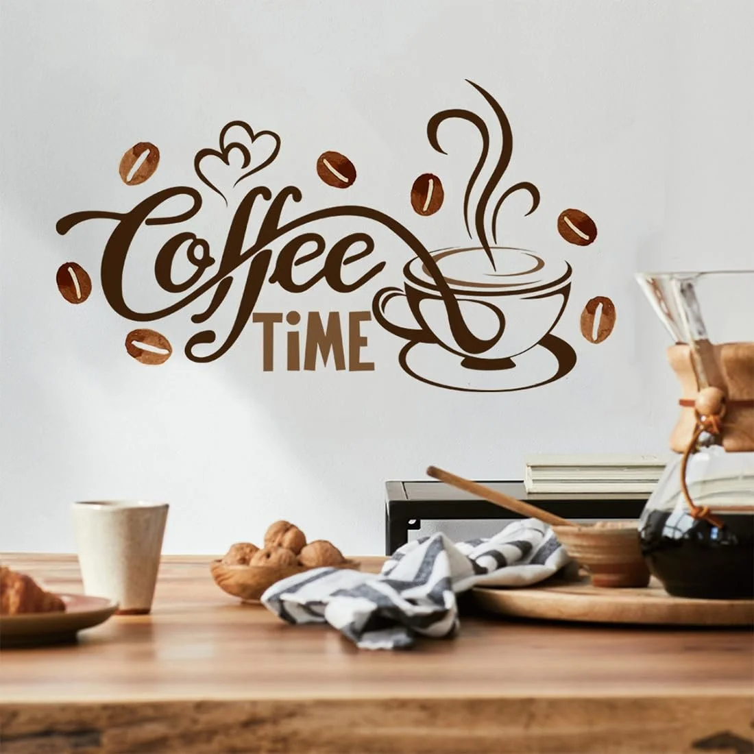 Наклейка на стіну Coffee Time Чашки PVC Коричнева 30 x 15 см, фото №4
