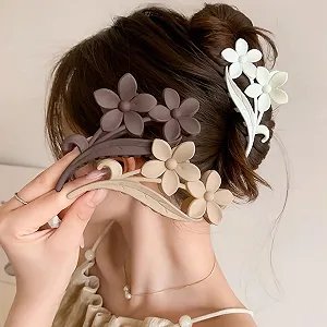 Заколка для волос Цветок Ypkia Среднего размера со Rhinestones Серебристый, Серый, Шампань (4 шт) synthetic.ua - Фото 1