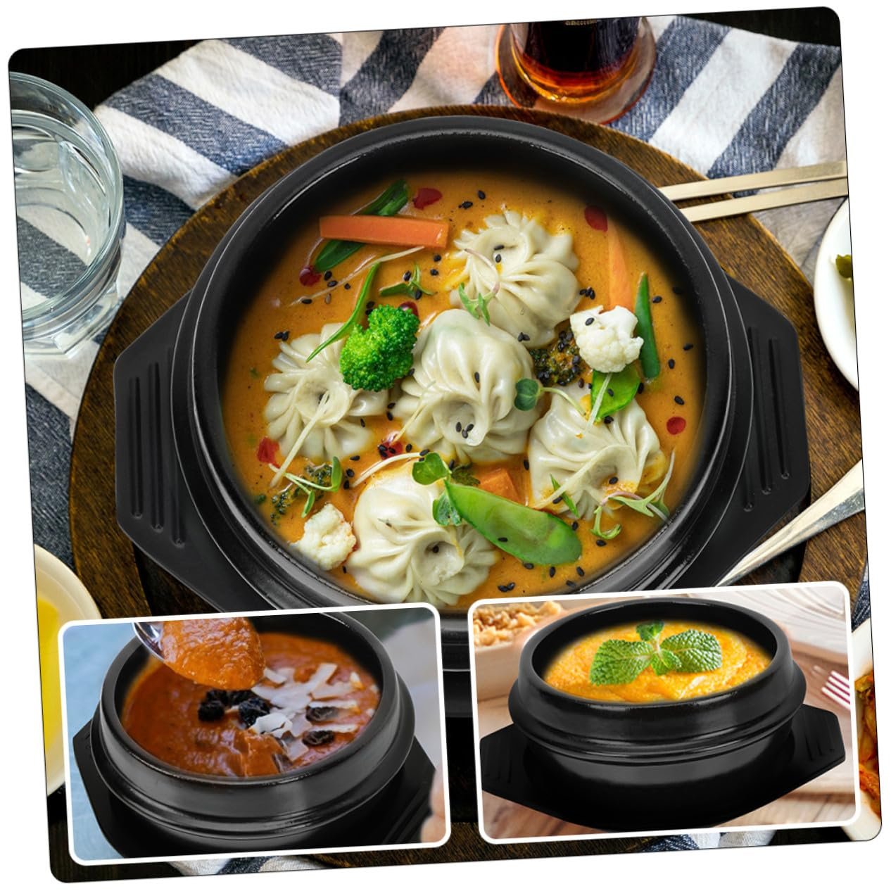 Горщик для приготування TOYANDONA керамічний з підносом термостійкий антипригарне покриття, фото №5