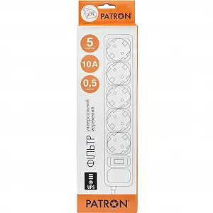Сетевой фильтр питания Patron 0.5 m3*1mm2 (SP-1052U) 5 розеток BLACK (EXT-PN-SP-1052U) synthetic.ua - Фото 1