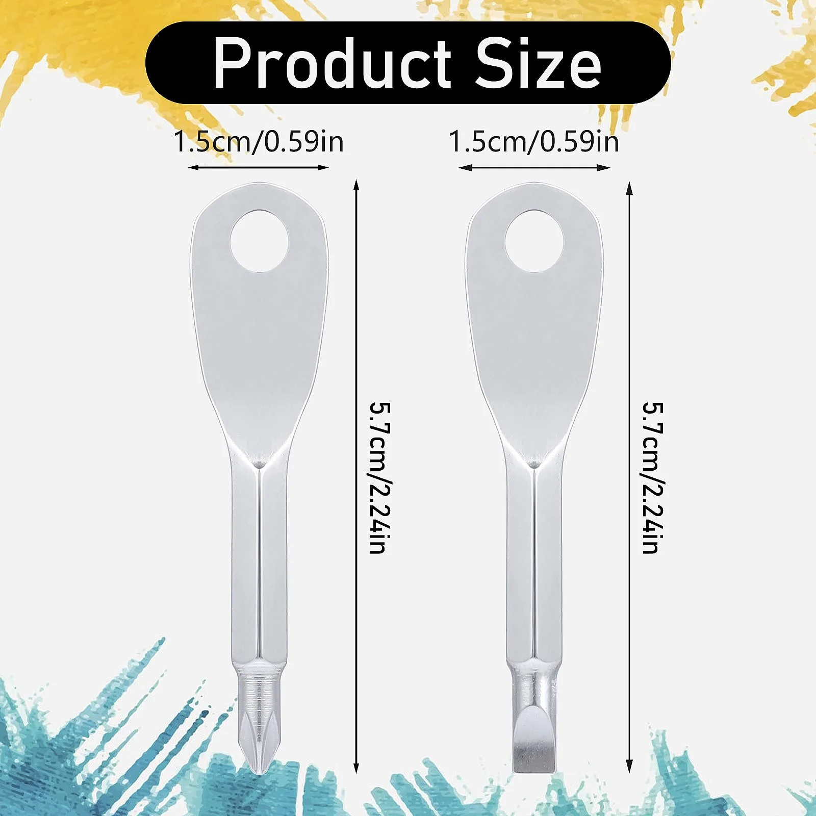 Брелок викрутка Cobee багатоцільова 2 штуки плоска хрестова міні срібний, фото №3