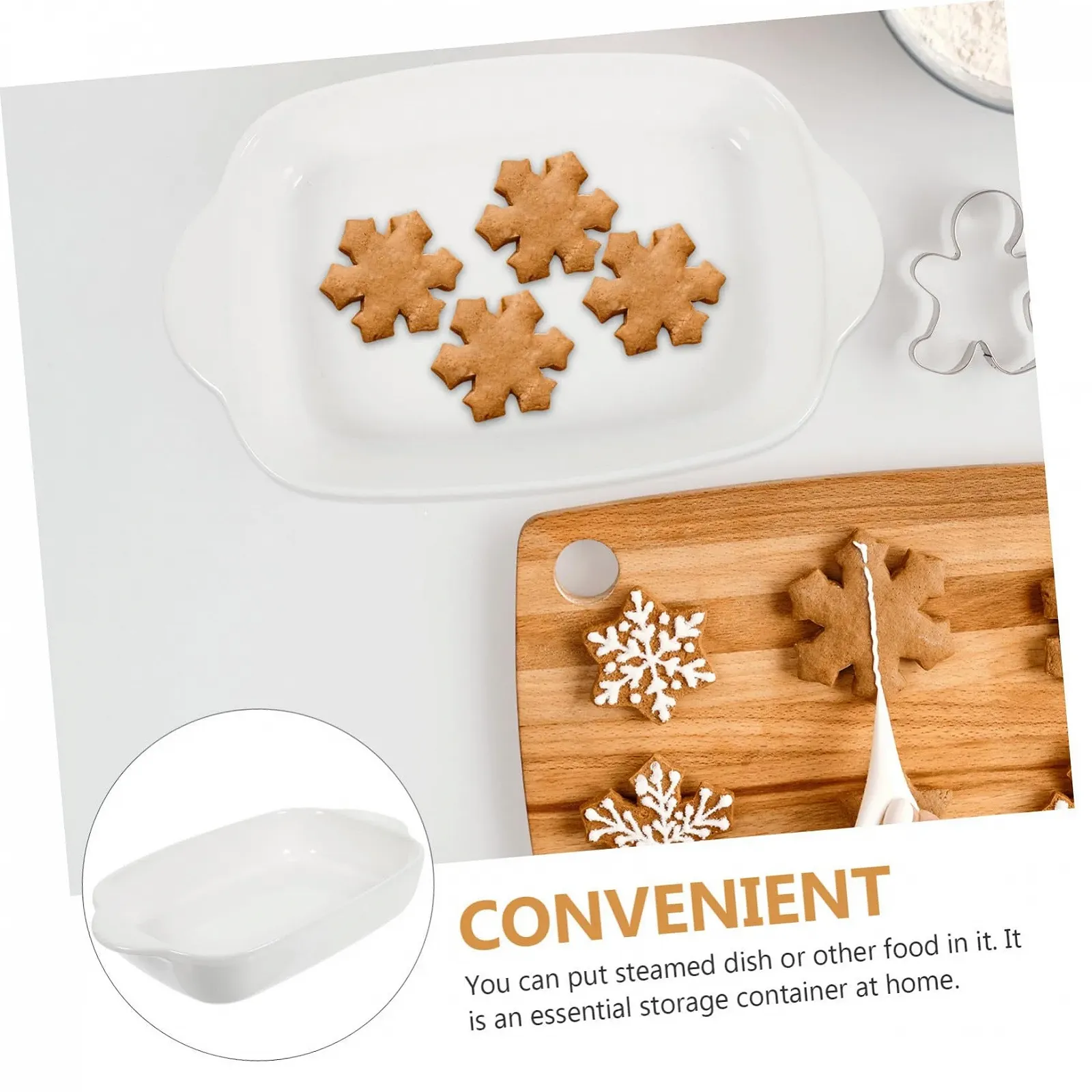 Форма для запекания TOYANDONA Керамическая с двойными ручками термостойкая, фото №4