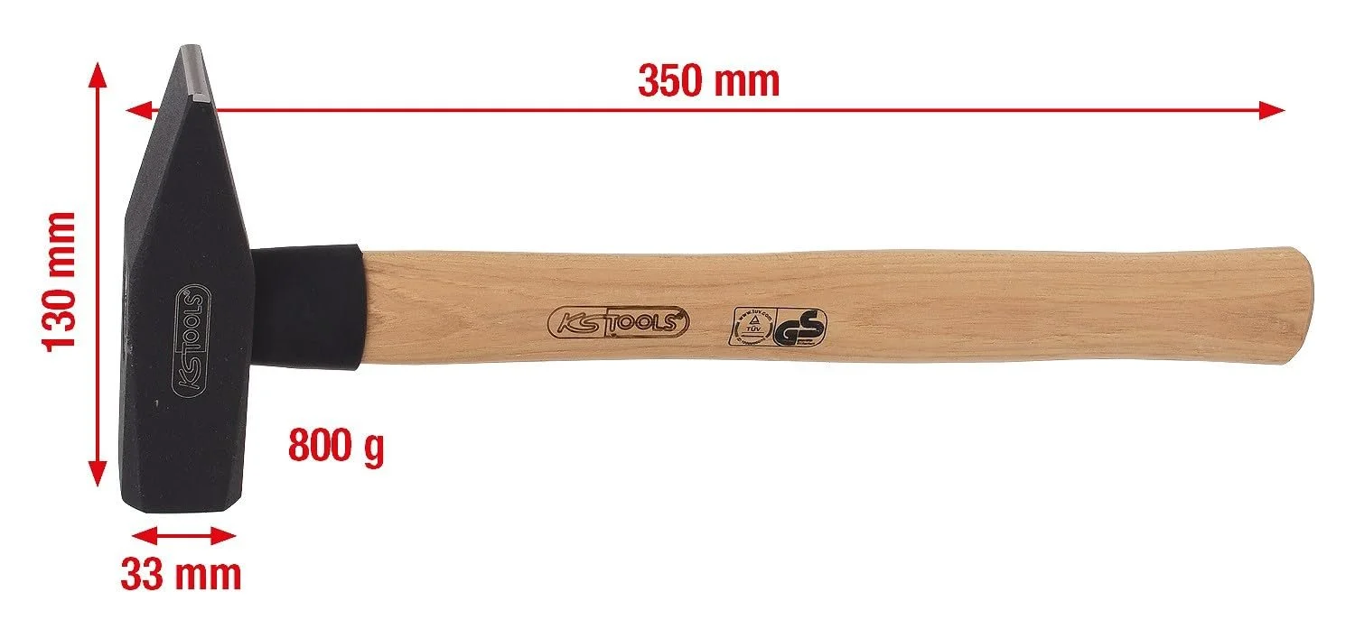Молоток слюсарний KS Tools 142.1380 з ручкою з гікорі 800 г, фото №2 Молоток слюсарний KS Tools 142.1380 з ручкою з гікорі 800 г, фото №2