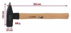 Молоток слюсарний KS Tools 142.1380 з ручкою з гікорі 800 г synthetic.ua - Фото 1
