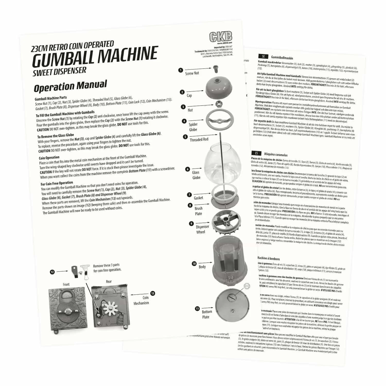 Скарбничка Автомат для жуйок CKB LTD Retro H23 см Метал Скло Червоний, фото №7