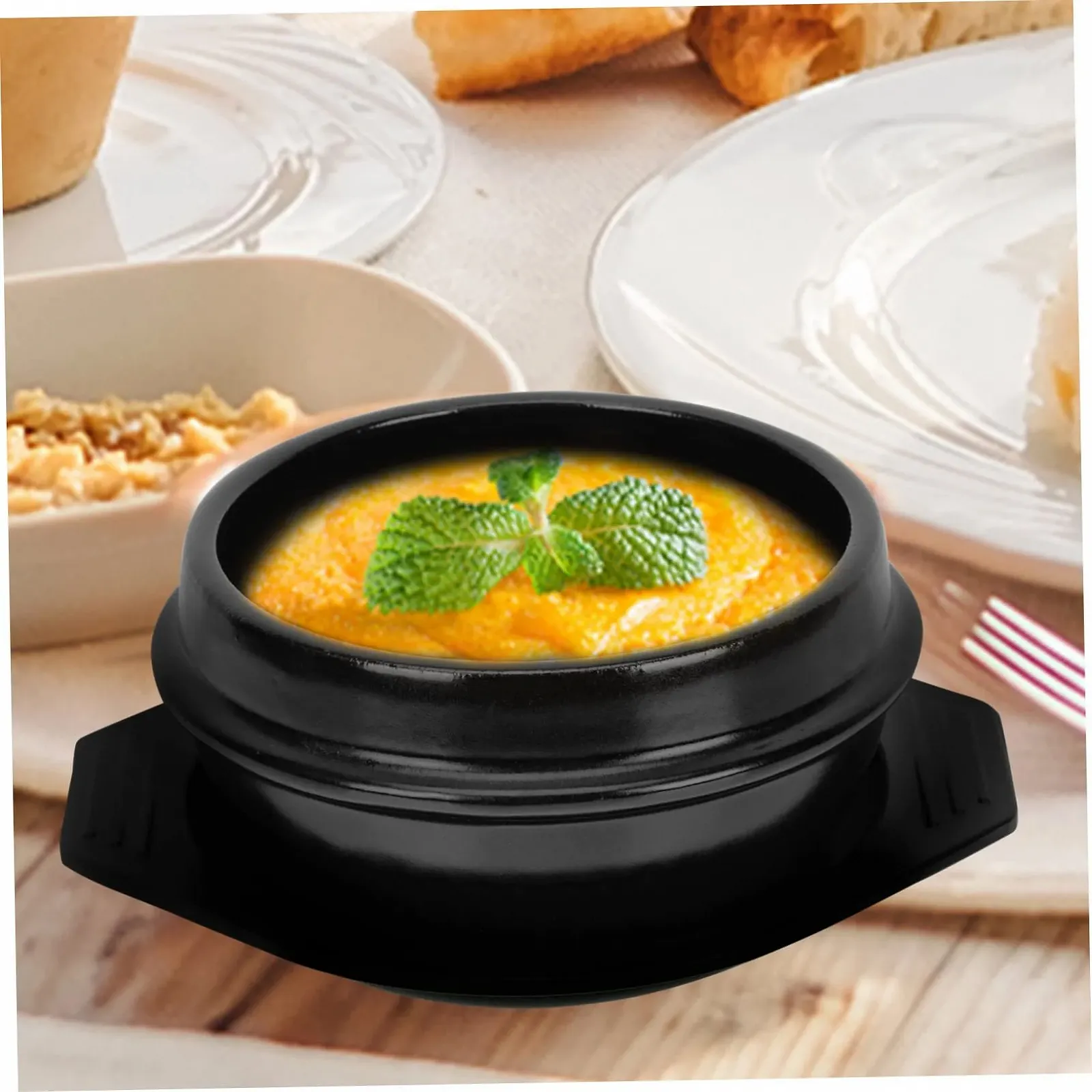 Каструля керамічна термостійка глазурована без покриття з підставкою для супу, фото №5