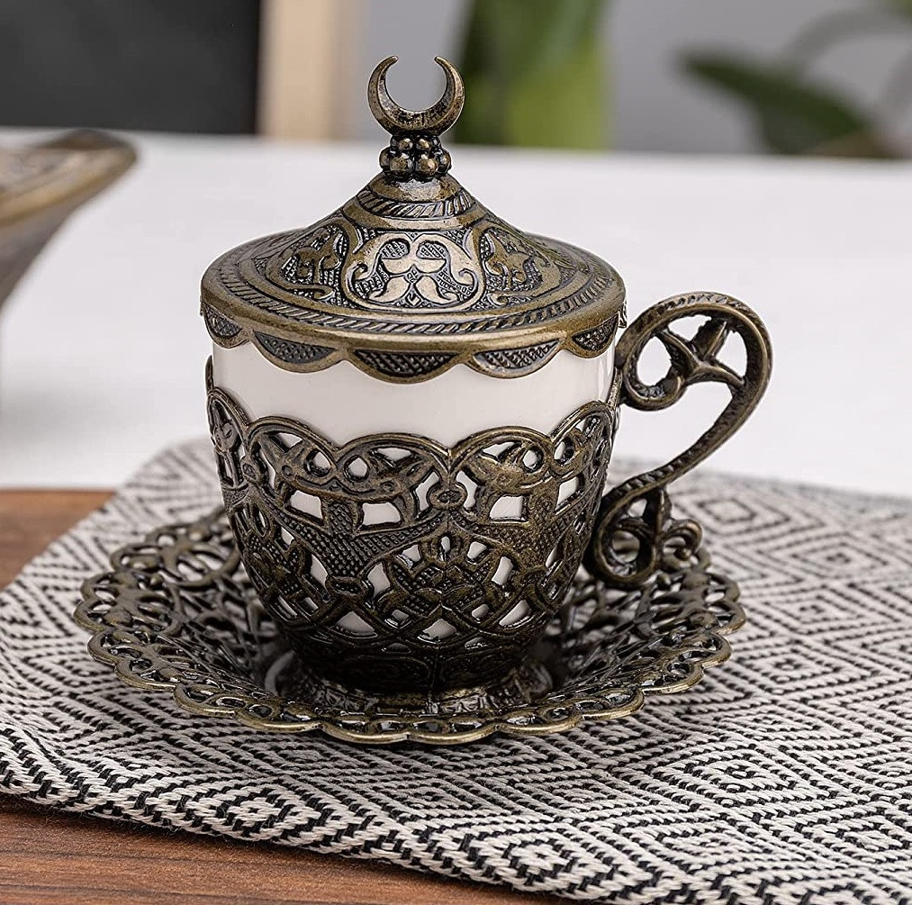 Турецкая чашка Демитас Acar с блюдцем 100 мл Бронза, фото №2