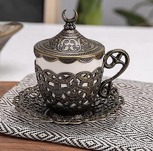 Турецкая чашка Демитас Acar с блюдцем 100 мл Бронза synthetic.ua - Фото 1