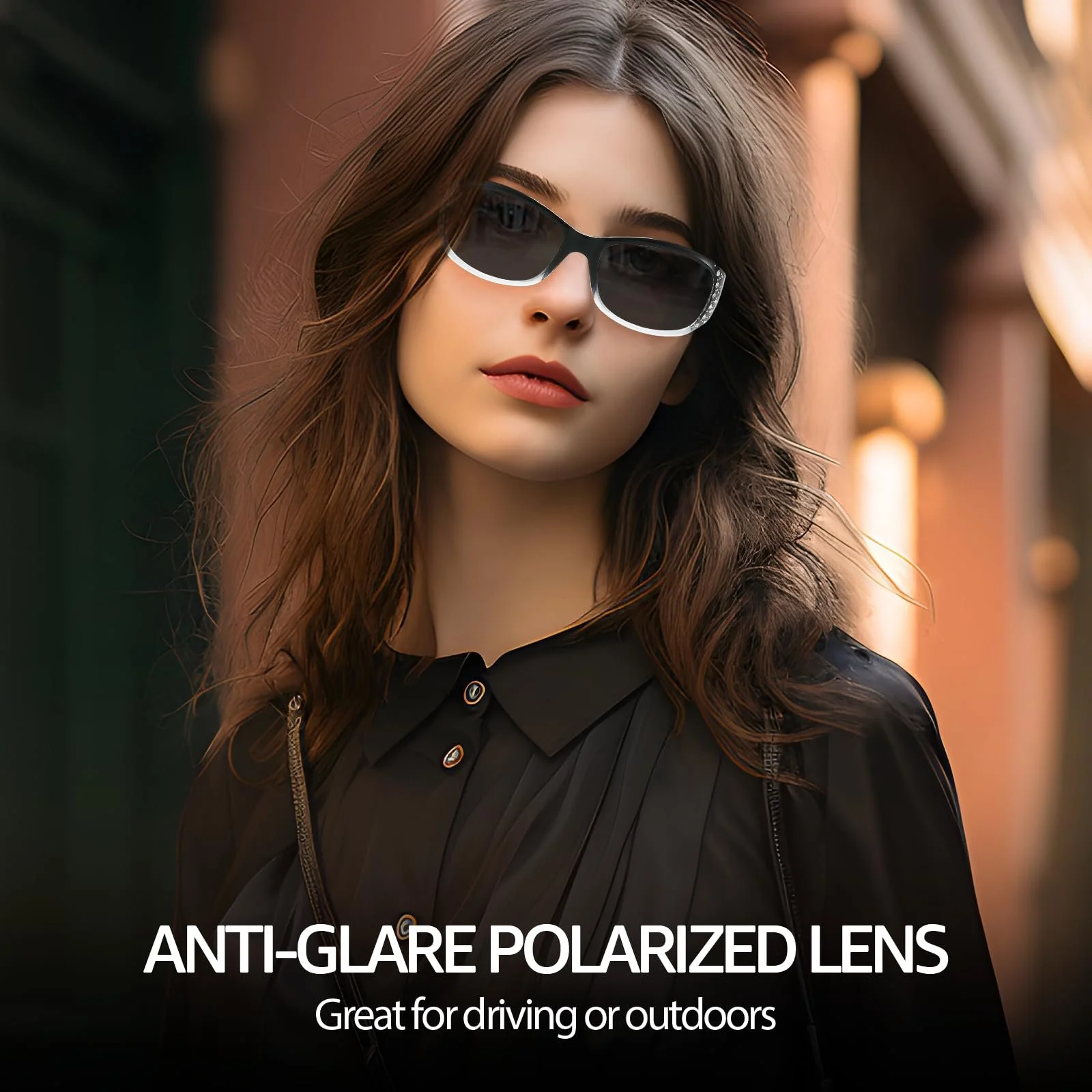 Фотохромні поляризовані сонцезахисні окуляри з облямовуючою оправою FIMILU, зі стразами, хвилеподібним візерунком, фото №2