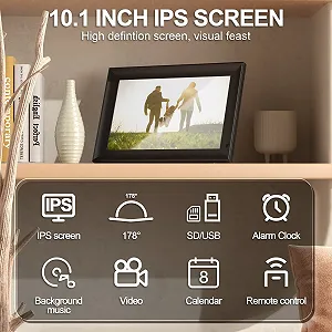 Цифровая фоторамка OBVHNUA 10.1 дюйма 128 GB 1280 x 800 IPS Screen Remote Control USB SD Wall Mountable synthetic.ua - Фото 1