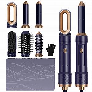 Стайлер для волос 6-в-1 Pro автоматическая воздушная плойка фен круглая щетка выпрямитель Blue - Фото 1