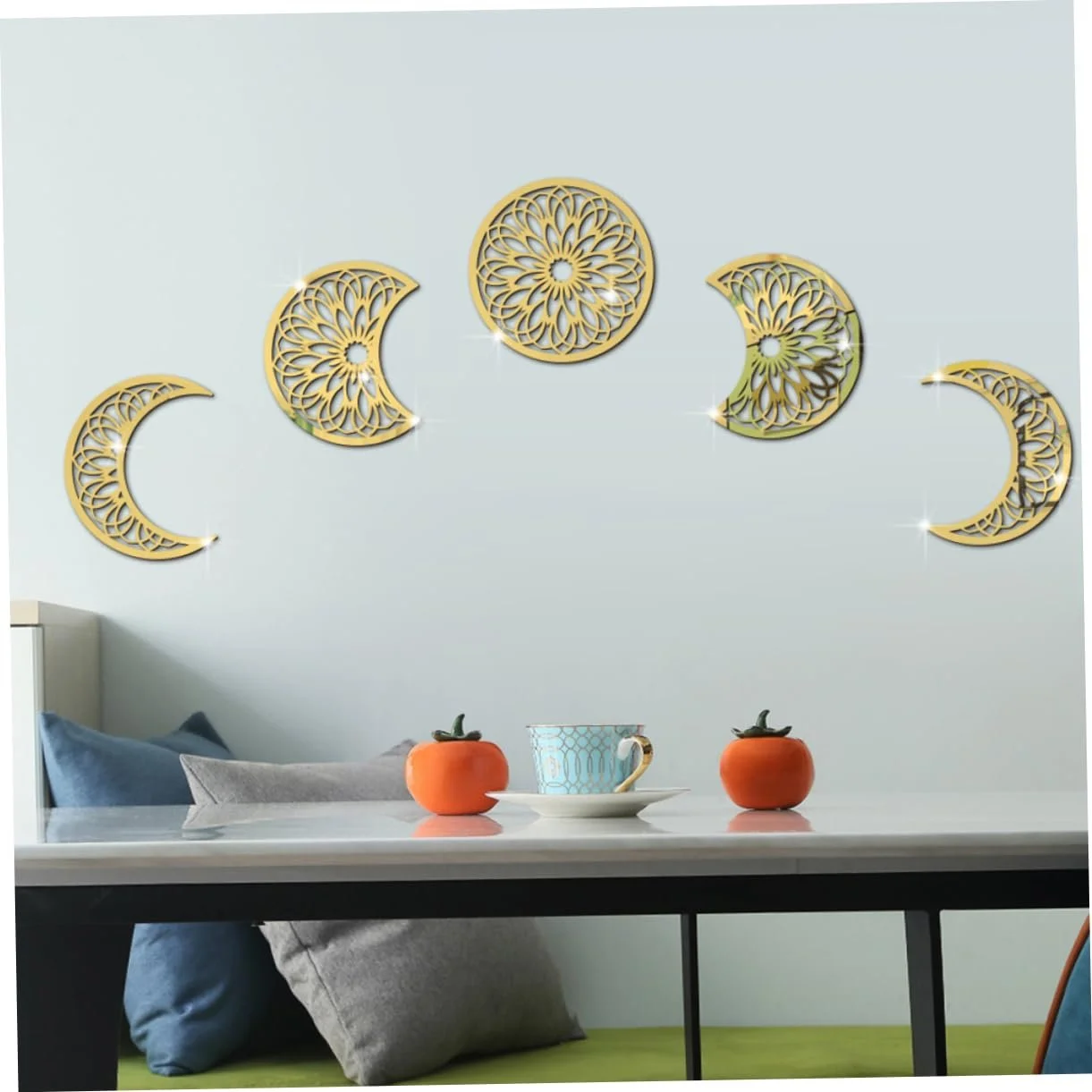 Наклейка Zerodeko 3D Moon Phase Зеркальная самоклеящаяся для спальни и офиса, фото №8