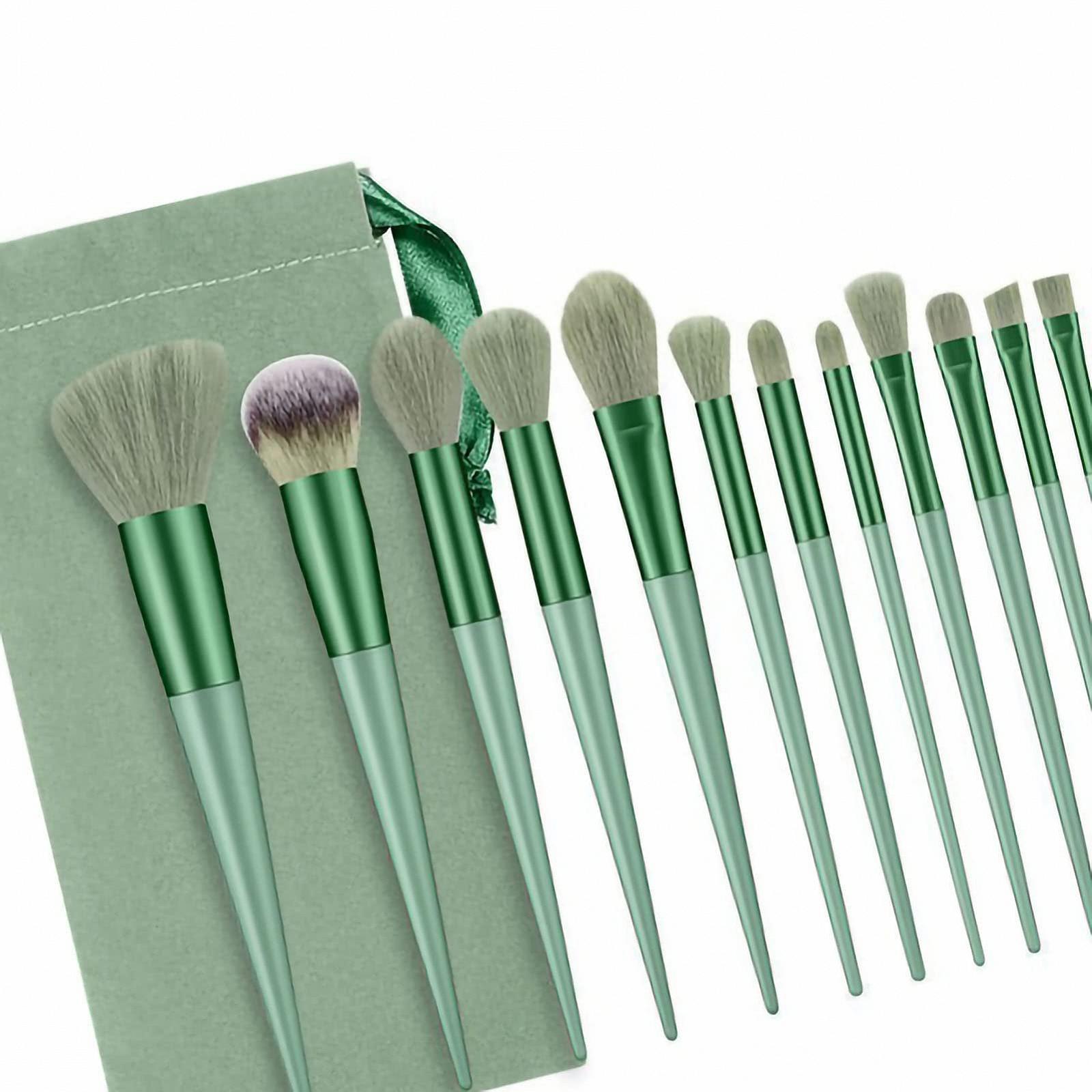 Набор кистей для теней Verdant Touch, набор кистей для макияжа, 13 шт, ручной, мягкий, набор кистей для смешивания косметики для пудры для лица, консилера, зеленая кисть для теней, косметические инструменты, фото №2