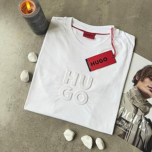 Мужская белая футболка Hugo Boss брендовая повседневная хуго босс - Фото 1