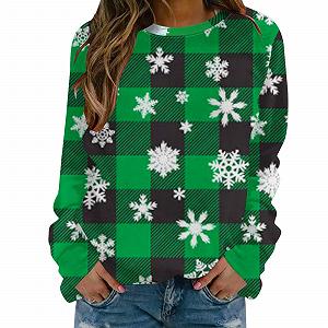 Женский свитшот Generico Легкий рождественский джемпер с Сантой Женский повседневный свитшот Рождественский свитшот с оленем Рождественский джемпер с круглым вырезом Женская удобная футболка с Сантой - Фото 1