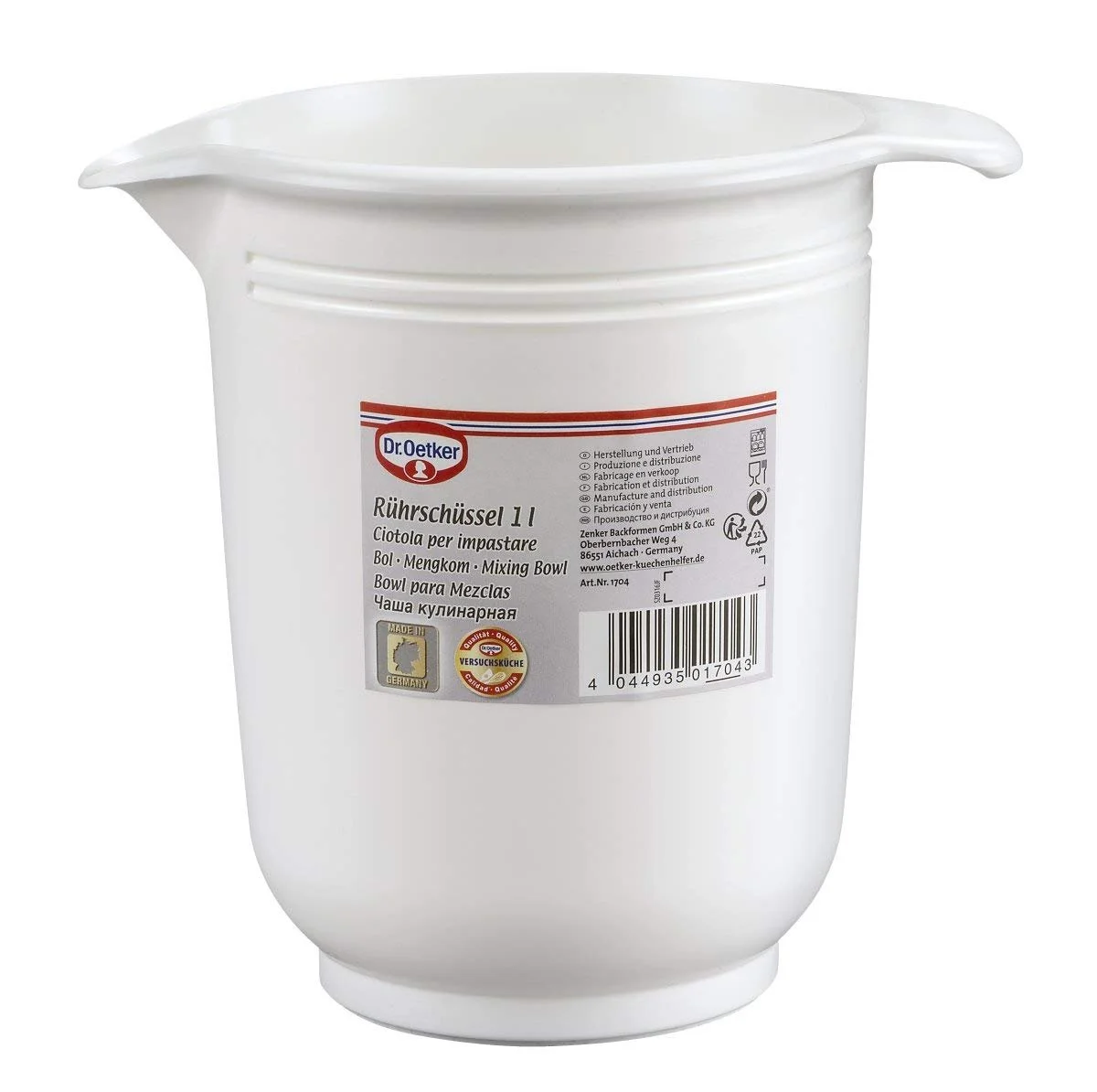 Миска для змішування Dr. Oetker 1704 Пластик біла 11 x 11 x 16 см, фото №2