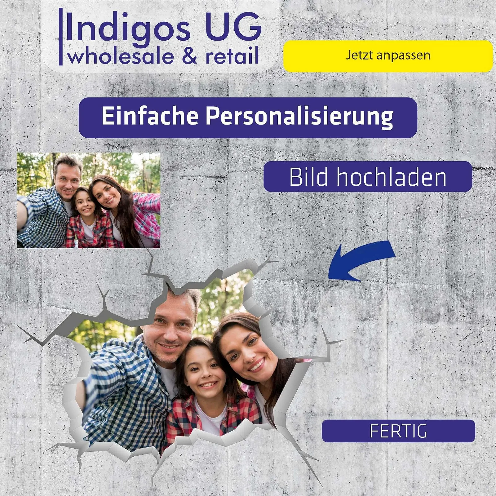 Наклейка на стіну 3D Персоналізована з фото та текстом 40 x 30 см, фото №2