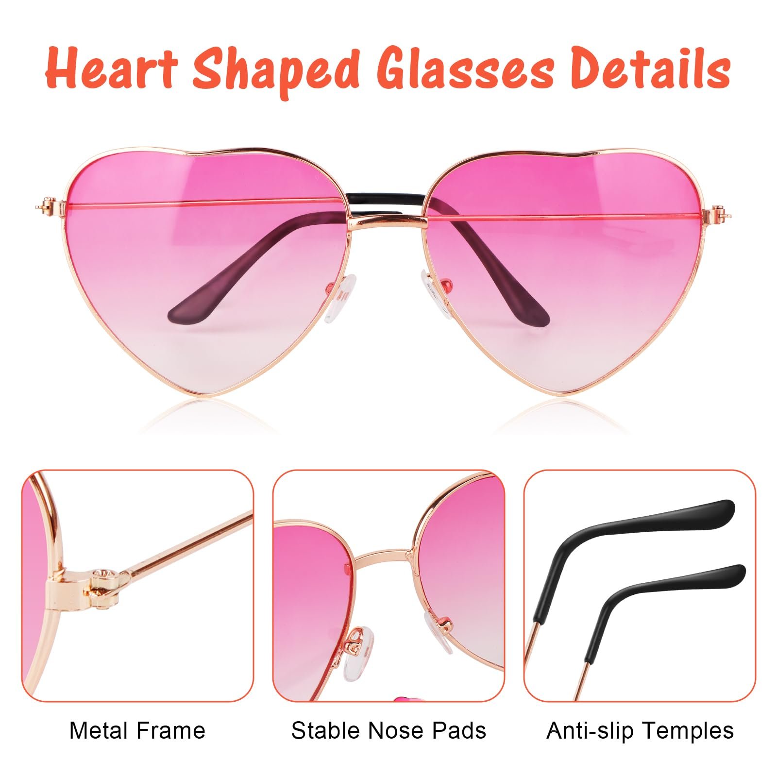 Солнцезащитные очки Сердце TOPBELIEF 3 пары Красные, фото №3