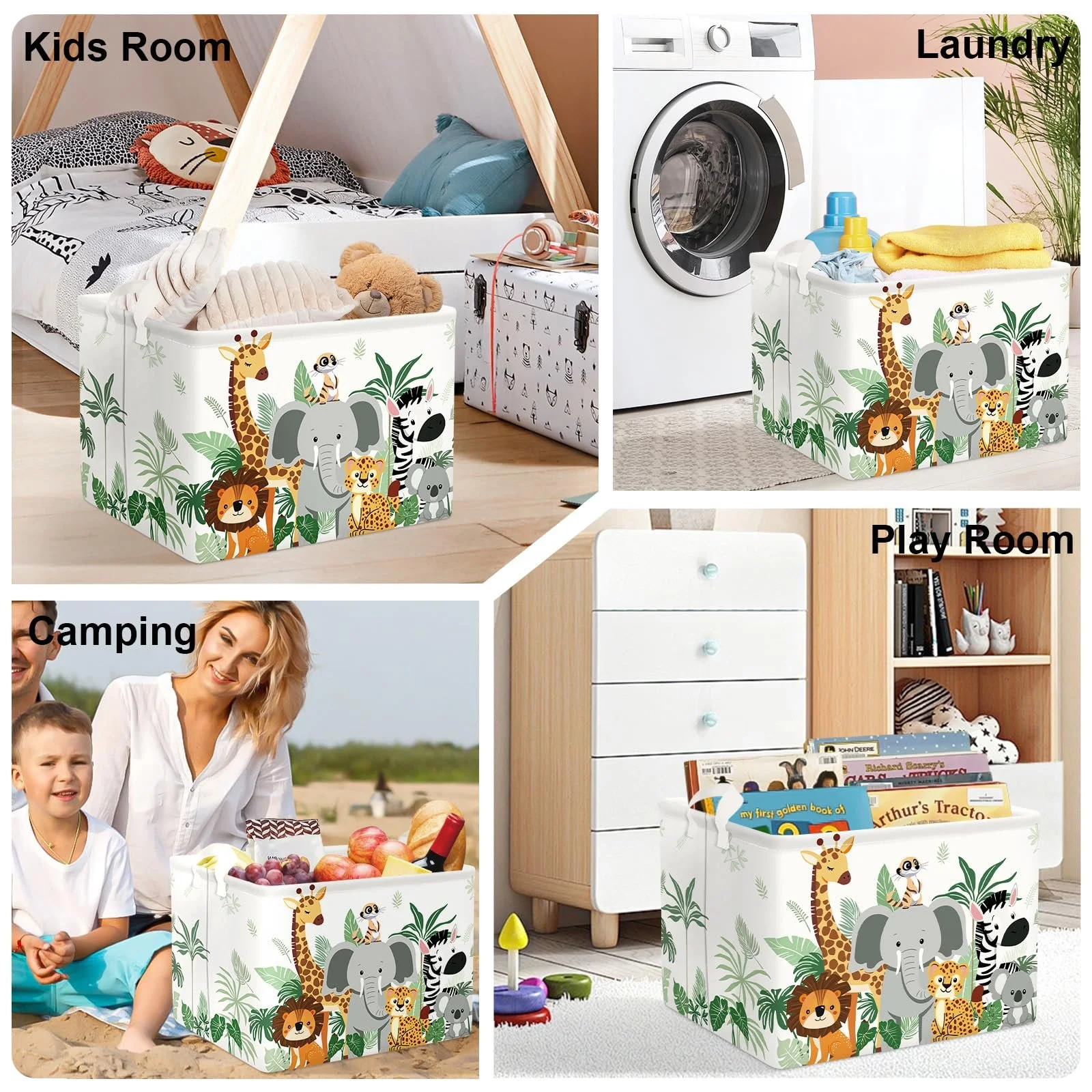 Корзина для игрушек HUUMONSS Tropical Animals для детей, складная, для мальчиков и девочек, 36 л, фото №7 Корзина для игрушек HUUMONSS Tropical Animals для детей, складная, для мальчиков и девочек, 36 л, фото №7