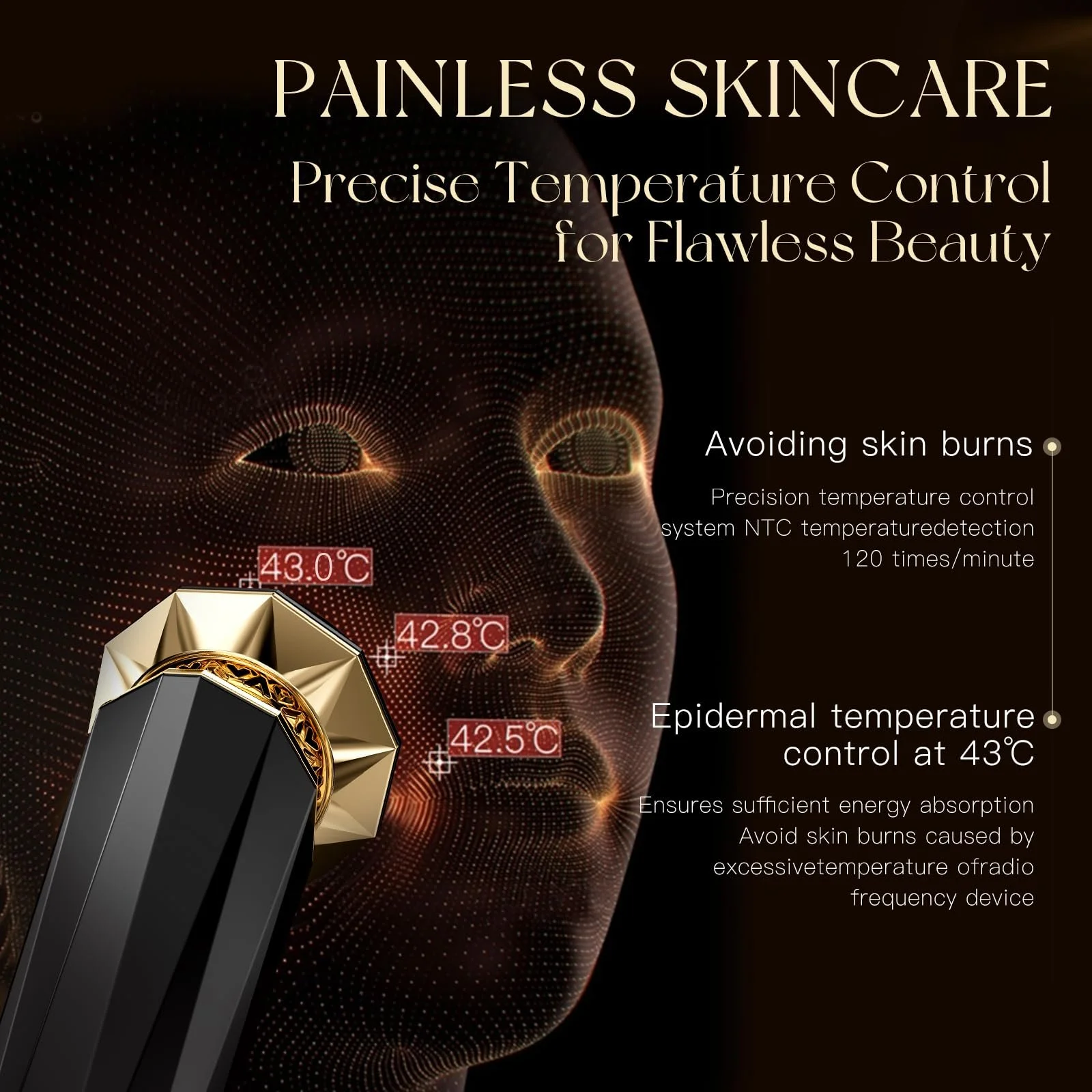 Масажер для обличчя ANLAN 18K Gold 5 в 1 RF EMS Мікроструми Світлотерапія, фото №5