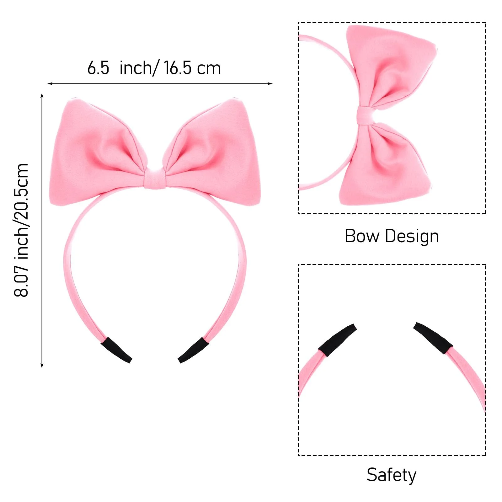 Обруч для волосся WLLHYF з чорним бантом для жінок та дівчат, рожевий, фото №2