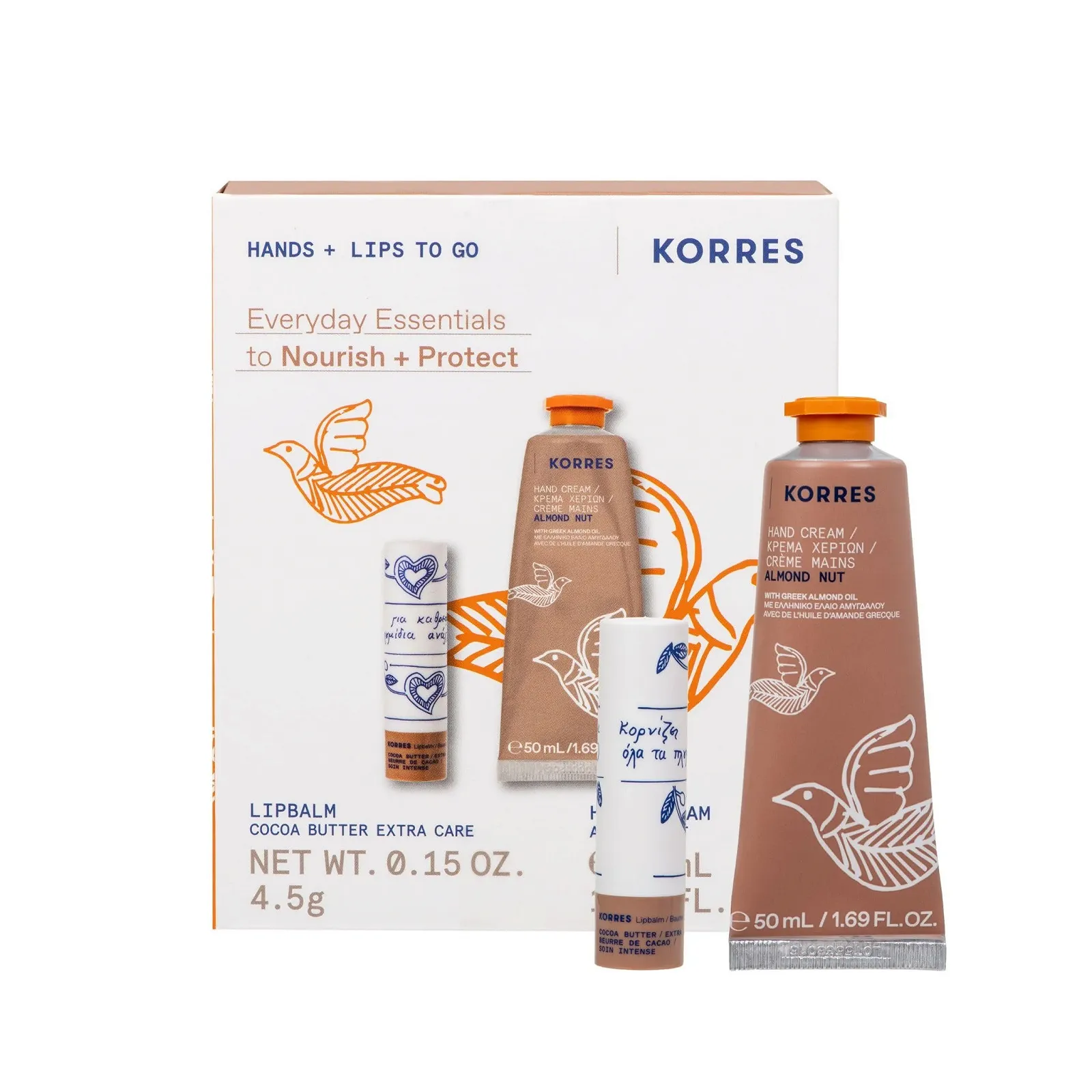 Набір для щоденного догляду KORRES, крем для рук з мигдалем і бальзам для губ з маслом какао, фото №6
