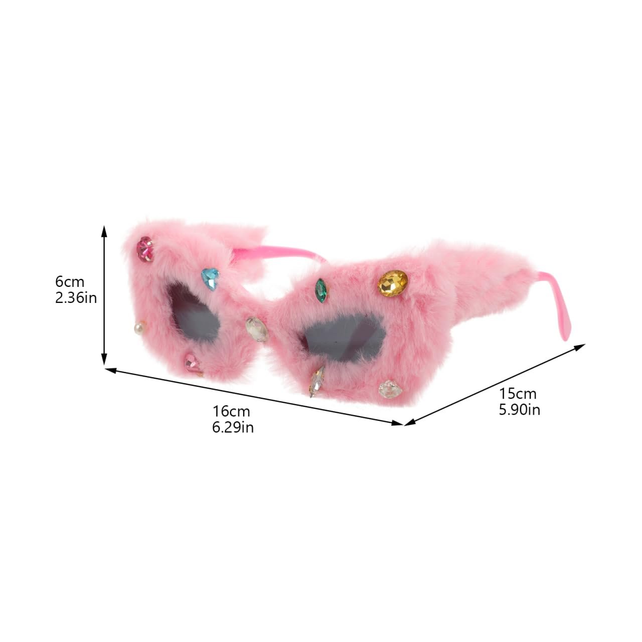 Смішні сонцезахисні окуляри Білі Плюшеві CALLARON для Жінок, фото №3