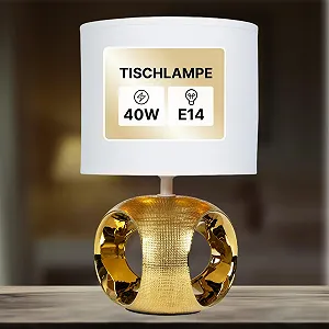 Настільна лампа LED ARTE LAMP ZAURAK A5035LT-1CC класична декоративна золота білий текстильний абажур дротова synthetic.ua - Фото 1