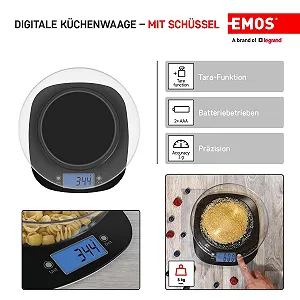 Цифрові кухонні ваги EMOS EV025 5 kg 1 g з чашею Black ціна на synthetic.ua - Фото 1 Цифрові кухонні ваги EMOS EV025 5 kg 1 g з чашею Black synthetic.ua - Фото 1
