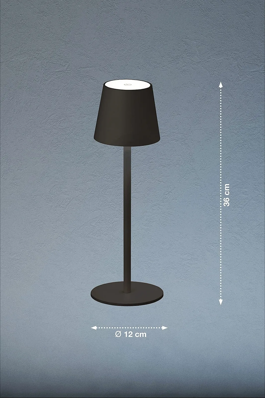 Настільна лампа FHL Easy Tropea 850210 акумуляторна, з плавним регулюванням яскравості, до 100 годин роботи, 1x LED 2.5 Ват, 270 люмен, 3000 Кельвінів, пісочний чорний, фото №2