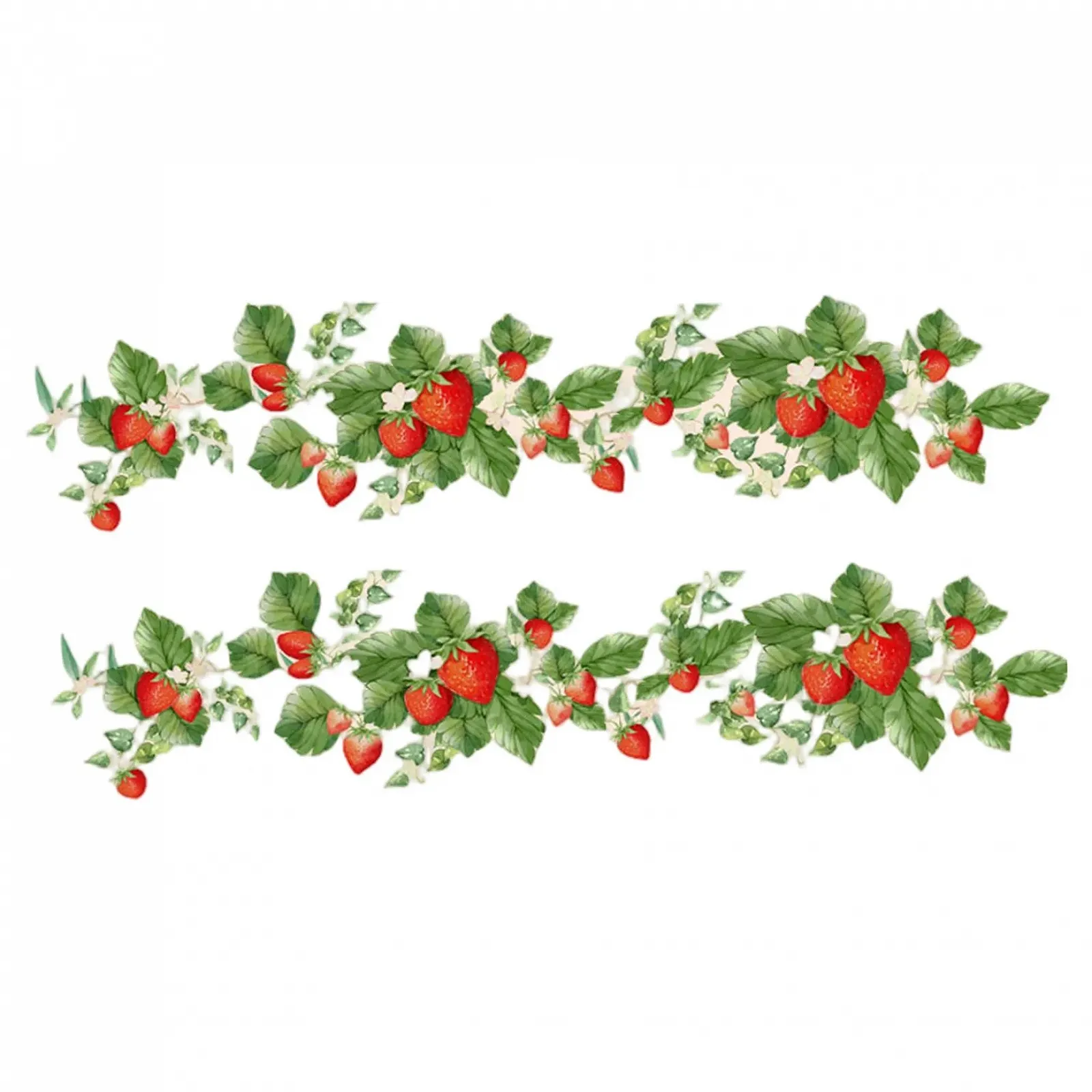 Наклейки на стіну Полуниця та лоза Самоклеючі 2 шт. 6 x 24 дюйми Червоний/Зелений, фото №1