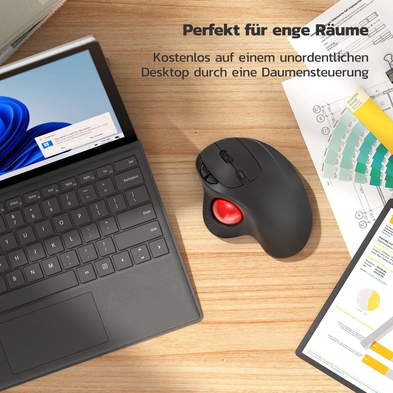 Мышь Трекбол Беспроводная Nulea M501 Эргономичная Перезаряжаемая 3 Подключения (Bluetooth или 2.4G USB Приемник), фото №6