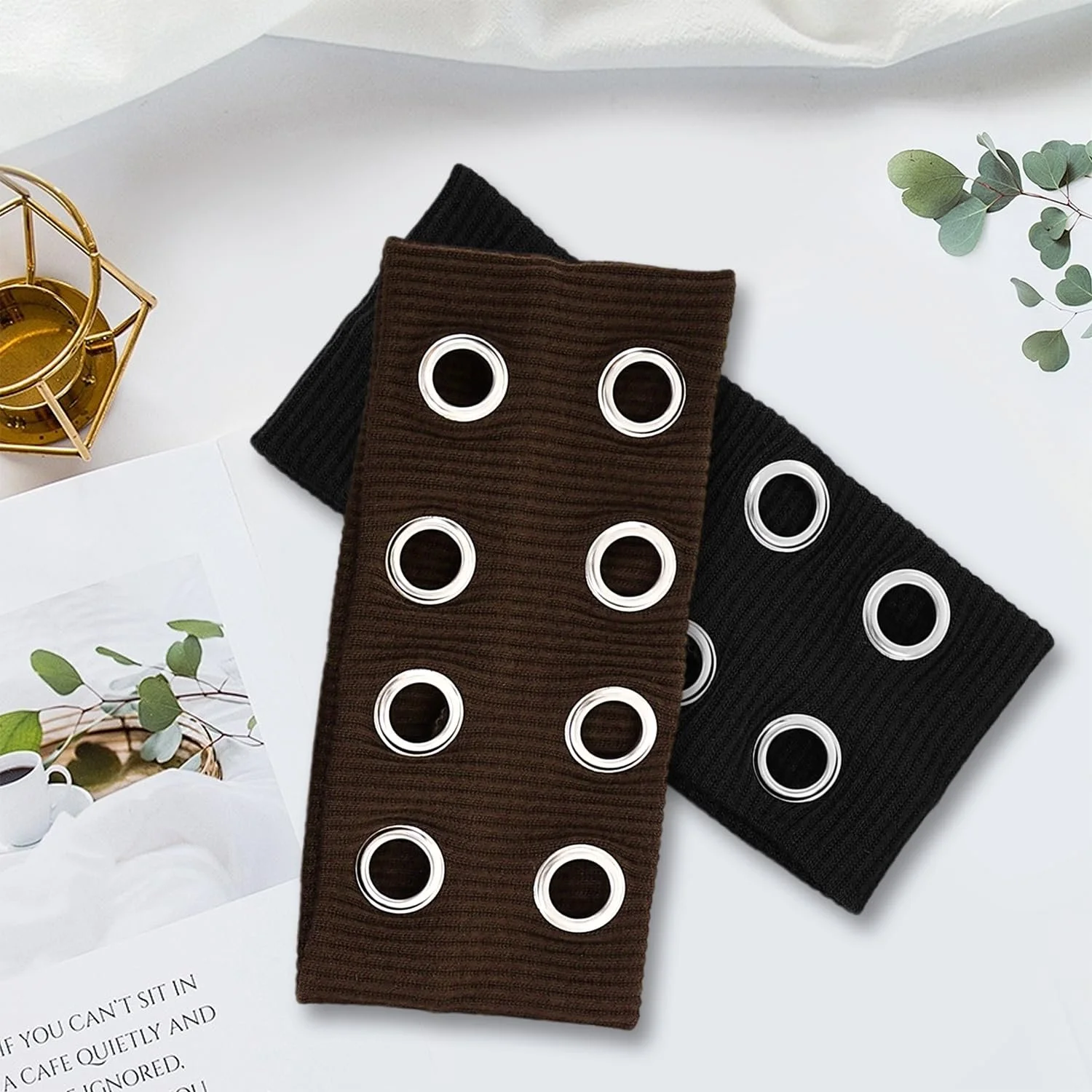 Пов'язка на голову еластична з порожнистими люверсами Широка, фото №4