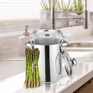 Каструля Haushalt International для пасти та спаржі High (каструля 4 літри, з друшляком та кришкою) - Каструля для пасти з вставкою-друшляком, висока каструля, ідеально підходить як каструля для спаржі або для варіння спагеті synthetic.ua - Фото 1