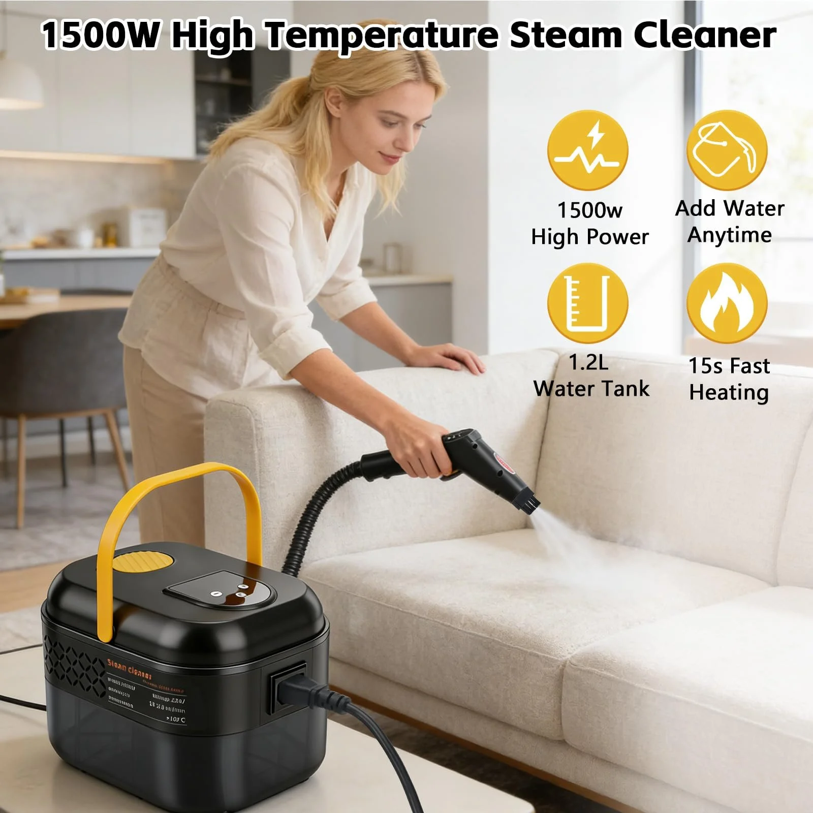 Пароочисник ручний високого тиску 2500 Вт 1200 мл, фото №2 Пароочисник ручний високого тиску 2500 Вт 1200 мл, фото №2