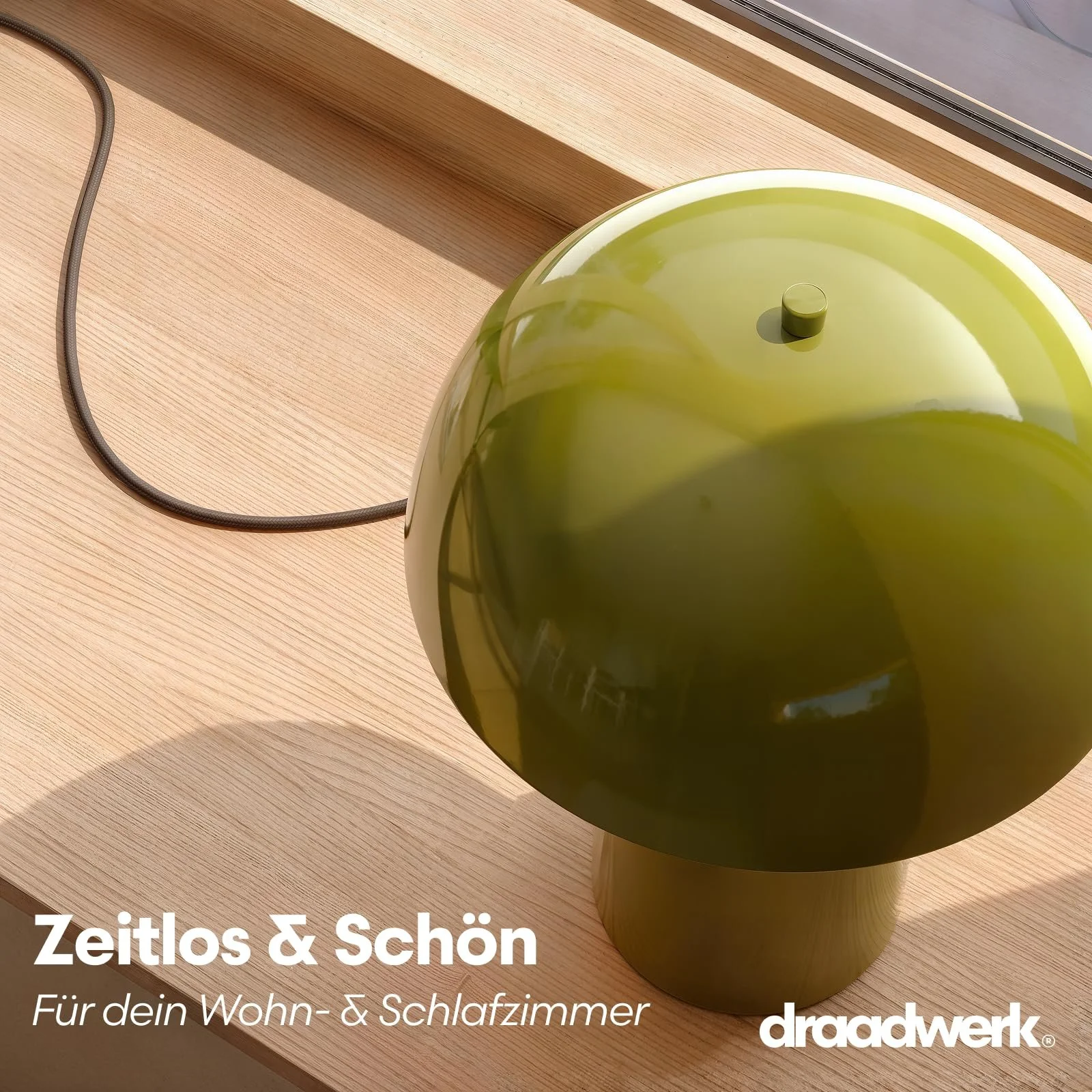 Настольная лампа Mushroom Emilia из порошкового металла ретро с купольным абажуром E27 зеленая, фото №3