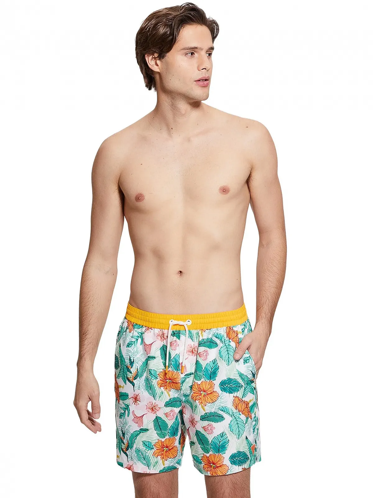 Плавки GUESS Eco Medium Vintage Swimtrunk, зелене та рожеве листя, M, фото №3 Плавки GUESS Eco Medium Vintage Swimtrunk, зелене та рожеве листя, M, фото №3