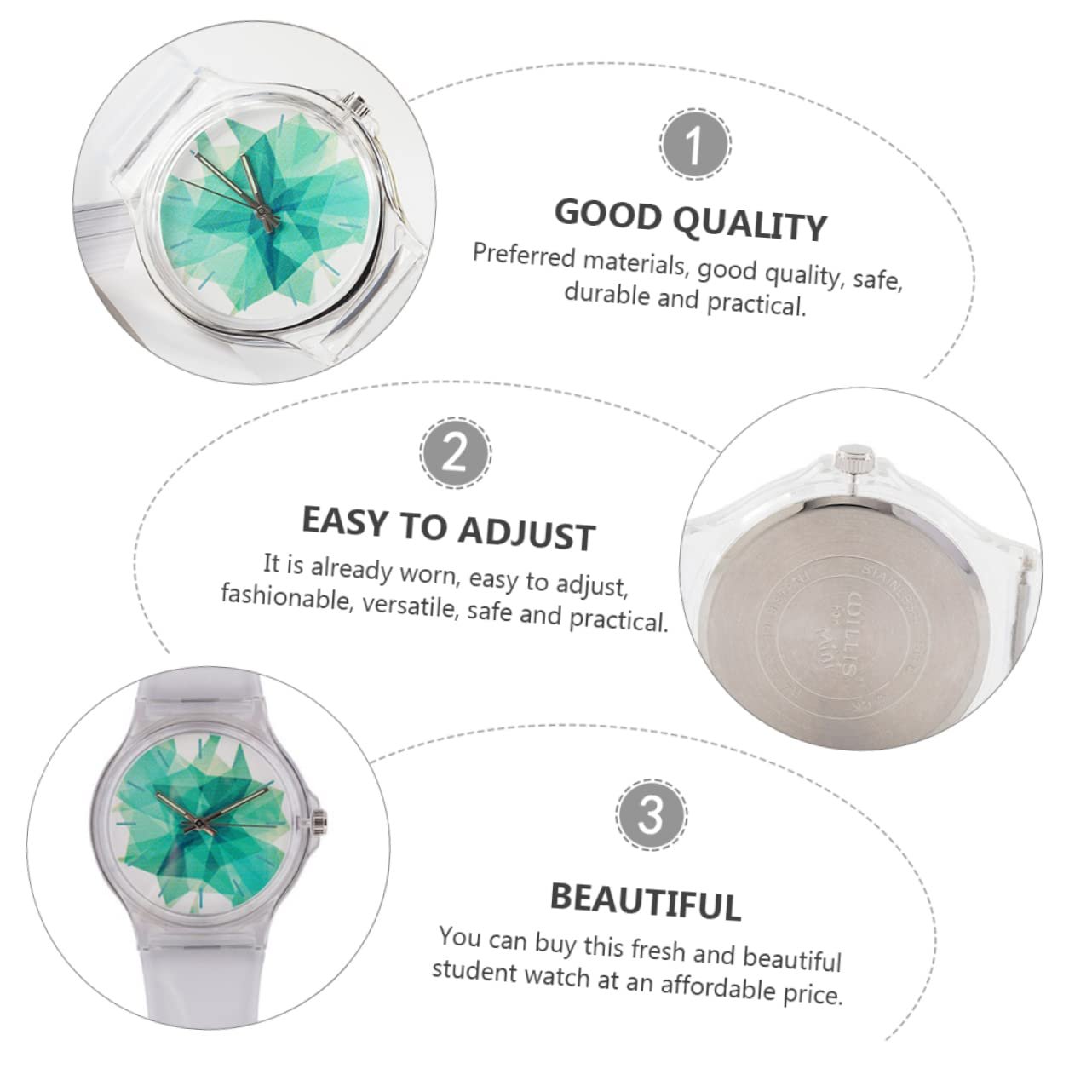 Часы-желе WRITWAA Студенческие Модные Кварцевые Часы Простые Наручные Часы для Декора, фото №6