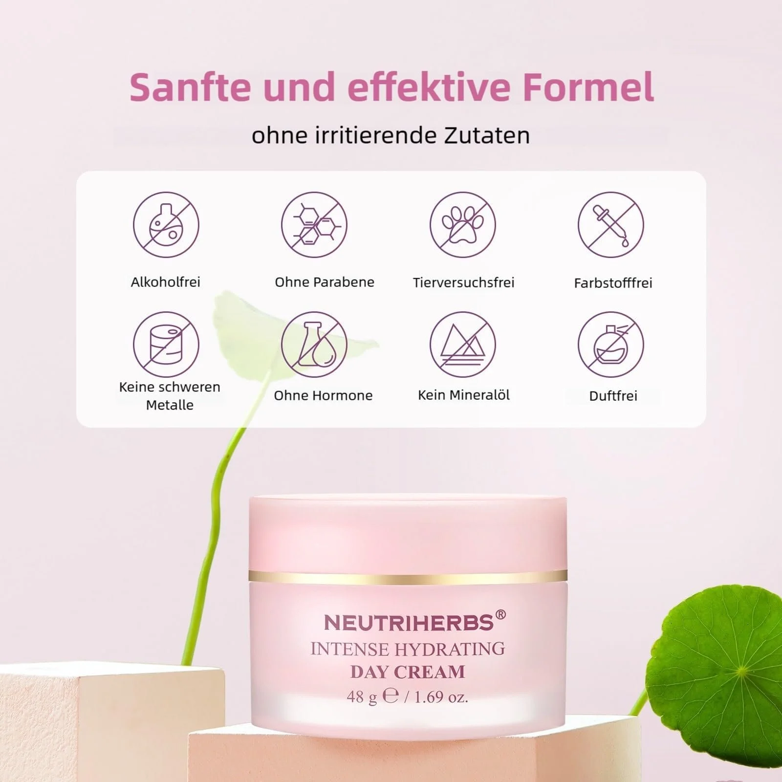 Денний зволожувальний крем Neutriherbs Intensive Moisturising 48 г З пантенолом проти почервонінь для сухої та чутливої шкіри, фото №6