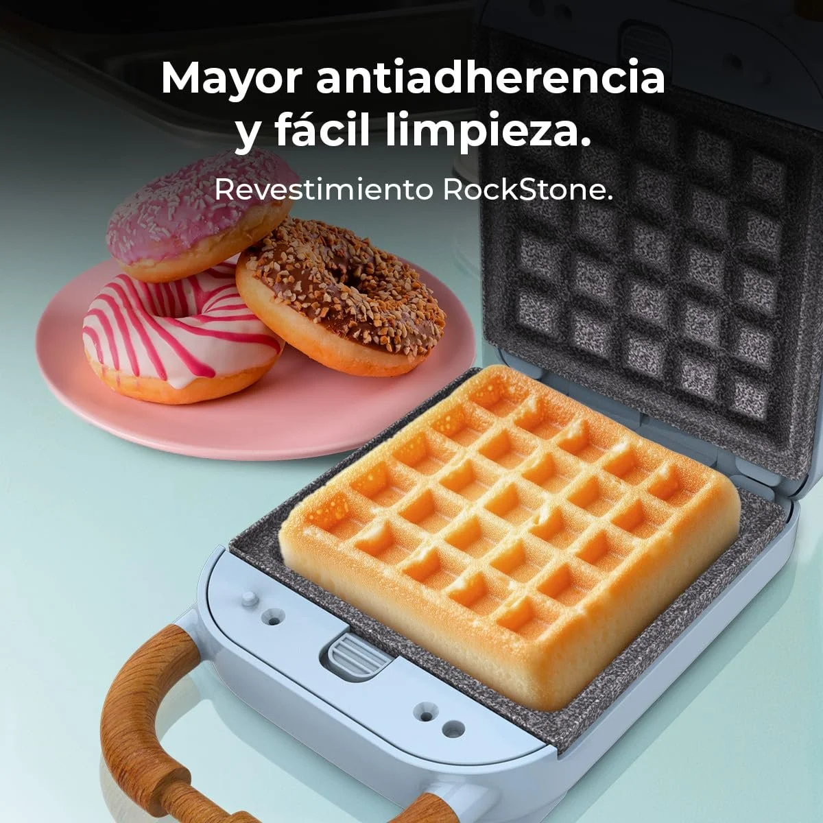 Сэндвичница Cecotec Vintage Rock'Ntoast Retro One Blue 700 Вт, 3 сменные пластины, покрытие Retro Rockstone, фото №5 Сэндвичница Cecotec Vintage Rock'Ntoast Retro One Blue 700 Вт, 3 сменные пластины, покрытие Retro Rockstone, фото №5