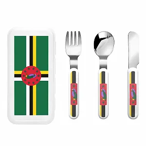 Набір дитячих столових приборів з трьох предметів з прапором Співдружності Домініки - Фото 1