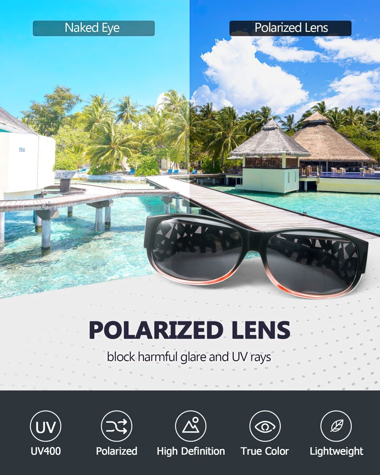 Солнцезащитные очки SIPHEW антибликовое покрытие, 100% защита от UVA/UVB излучения для мужчин и женщин, фото №5