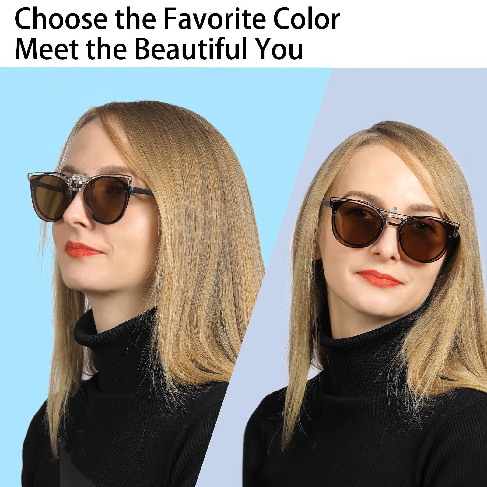 Накладні сонцезахисні окуляри LUFF Reversible Polarised Clip, жіночі модні котячі вінтажні, фото №4