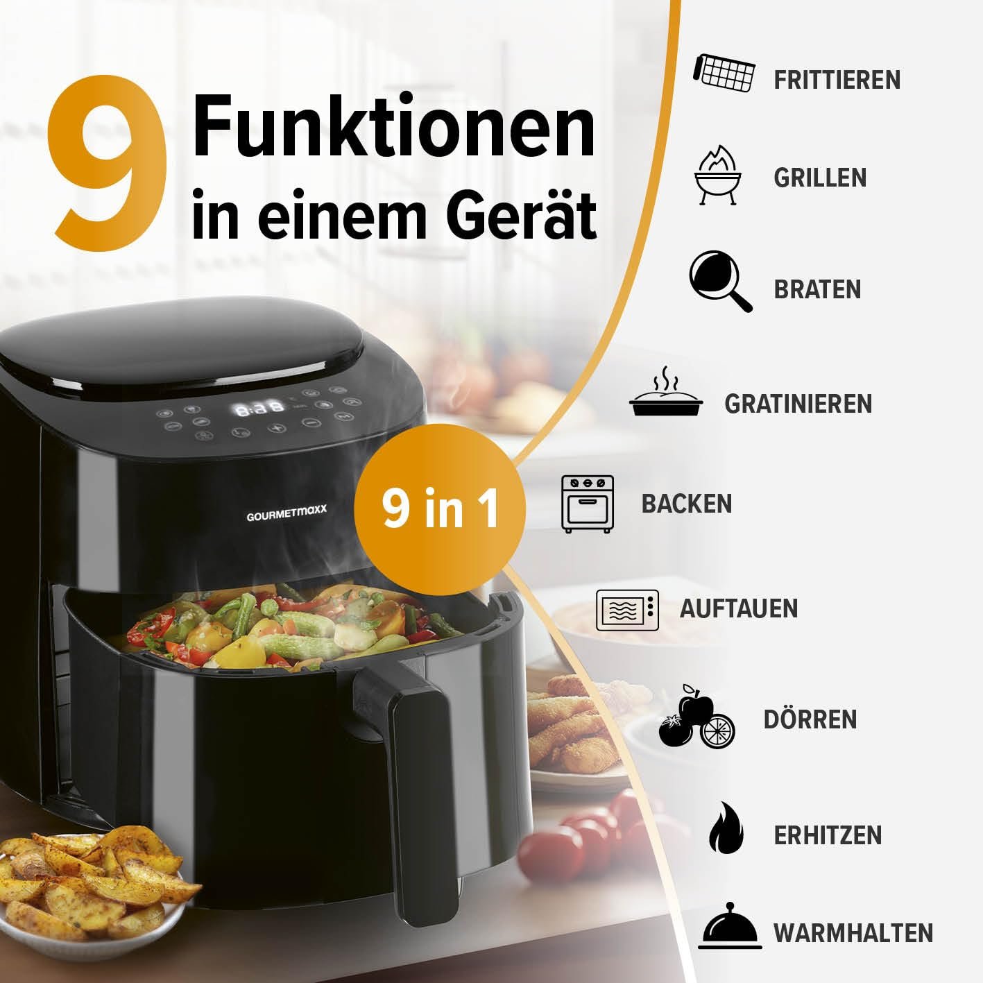Мультипіч GOURMETmaxx 4.5 л 1400 Вт Таймер Сенсорний дисплей, фото №8