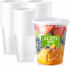 Контейнери пластикові LATERN Набір 24 шт. 720 мл / 24 oz З кришками Багаторазові Герметичні Прозорі - Фото 1