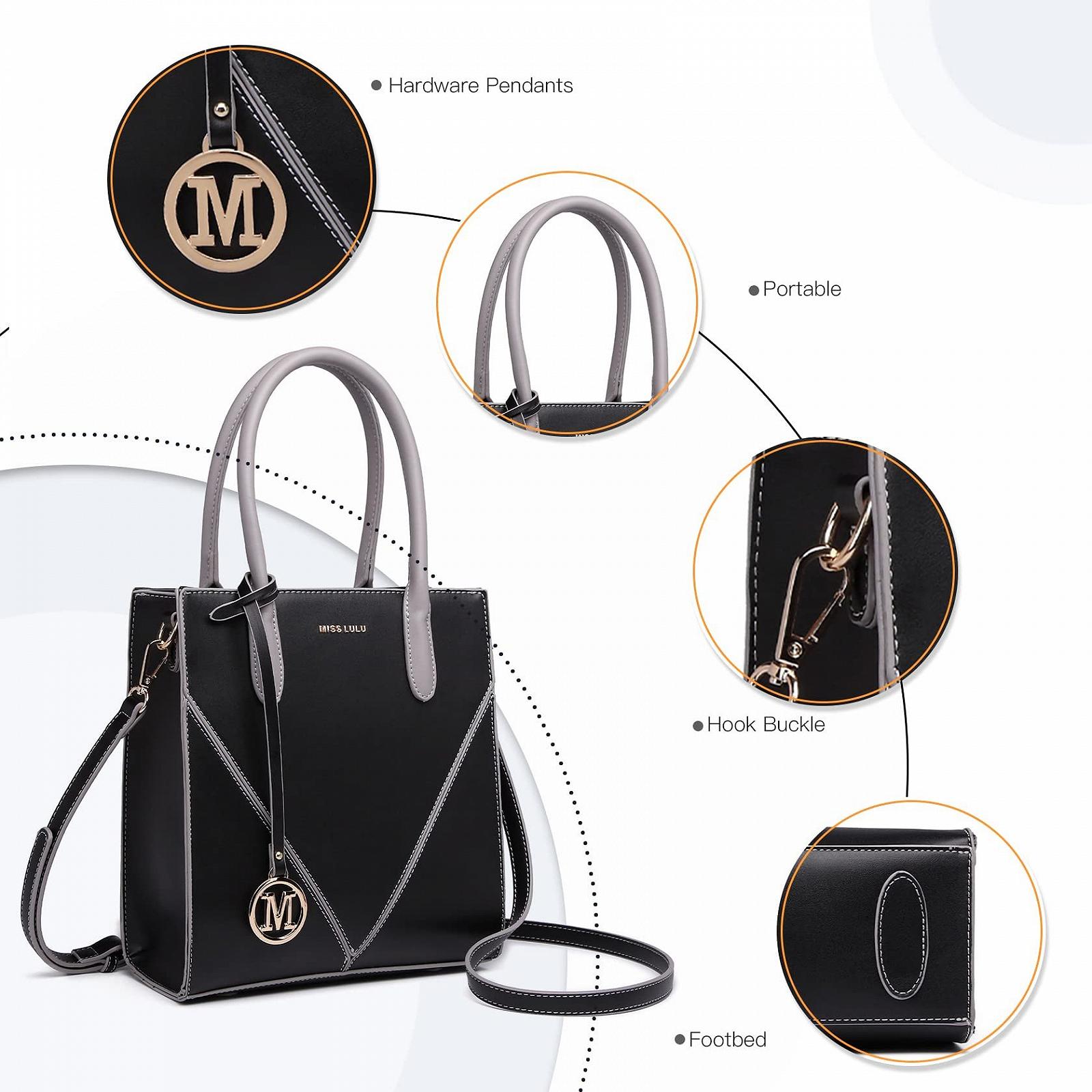 Сумка женская Miss Lulu Shopper, черная, размер Unit, Retro, фото №3