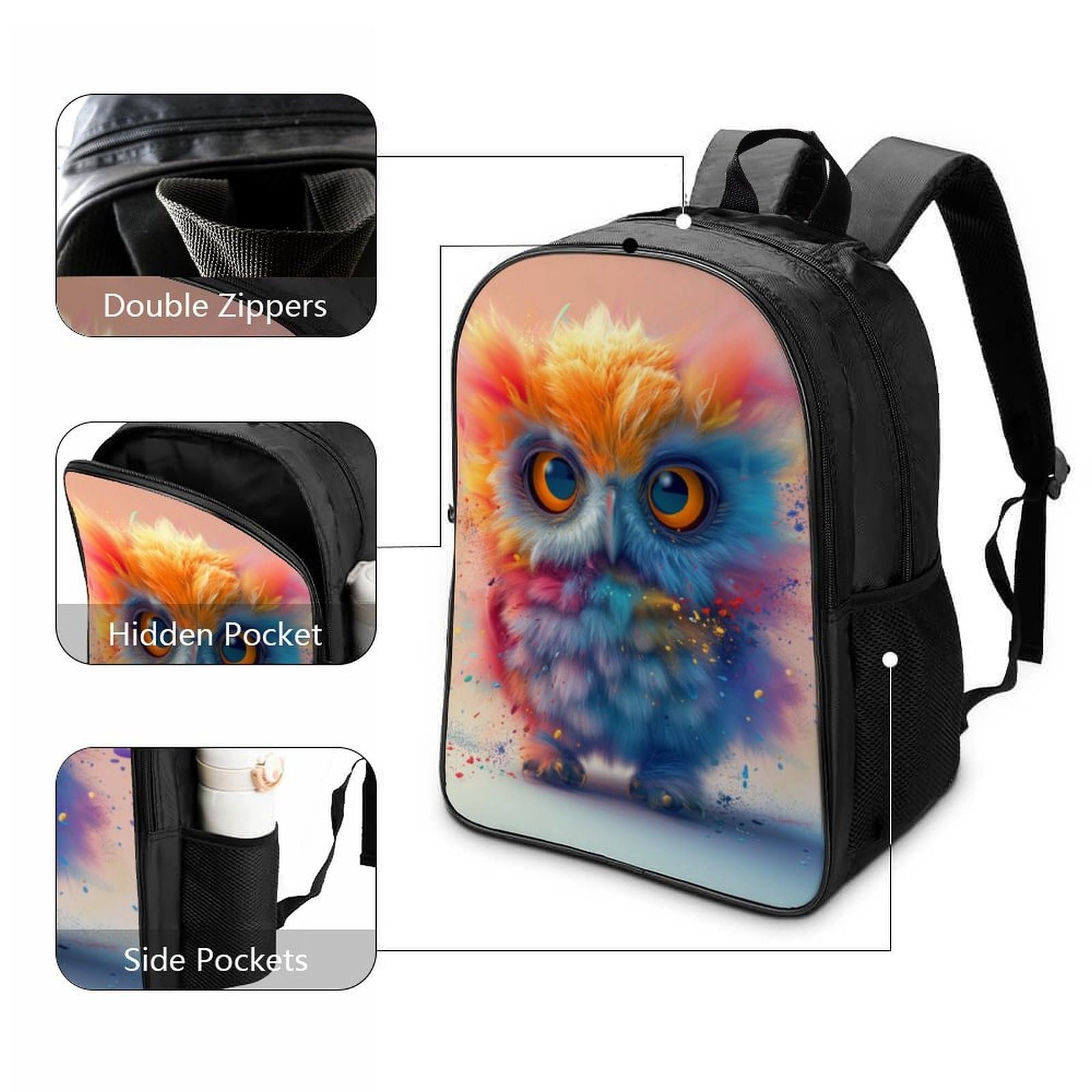 Рюкзак DPEOANEBN Owl 3D 40x28x16см, фото №3