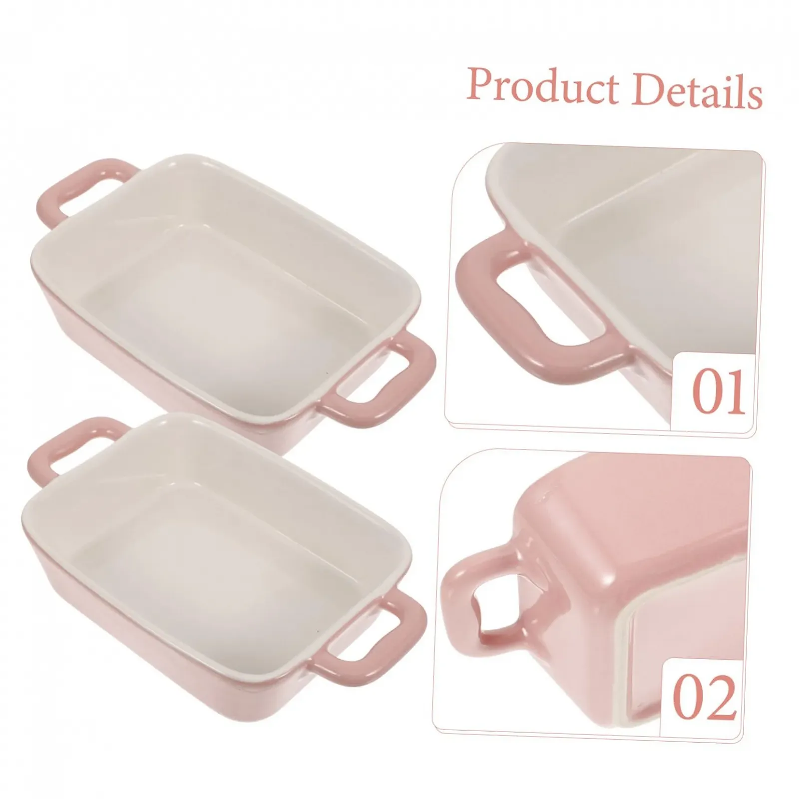 Форма для запікання Ciieeo керамічна прямокутна з антипригарним покриттям Рожева, фото №6