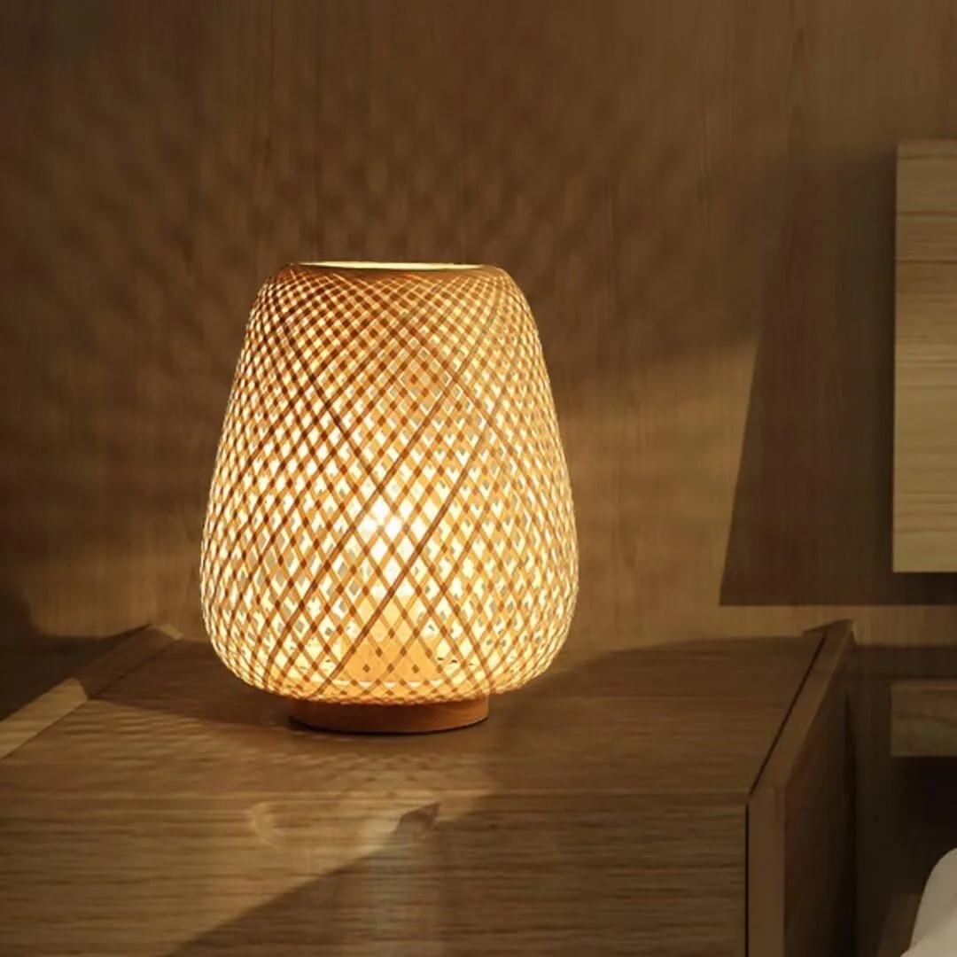 Настільна лампа-ліхтар Bamboo Woven Japanese Style Bamboo Lampshade, фото №1